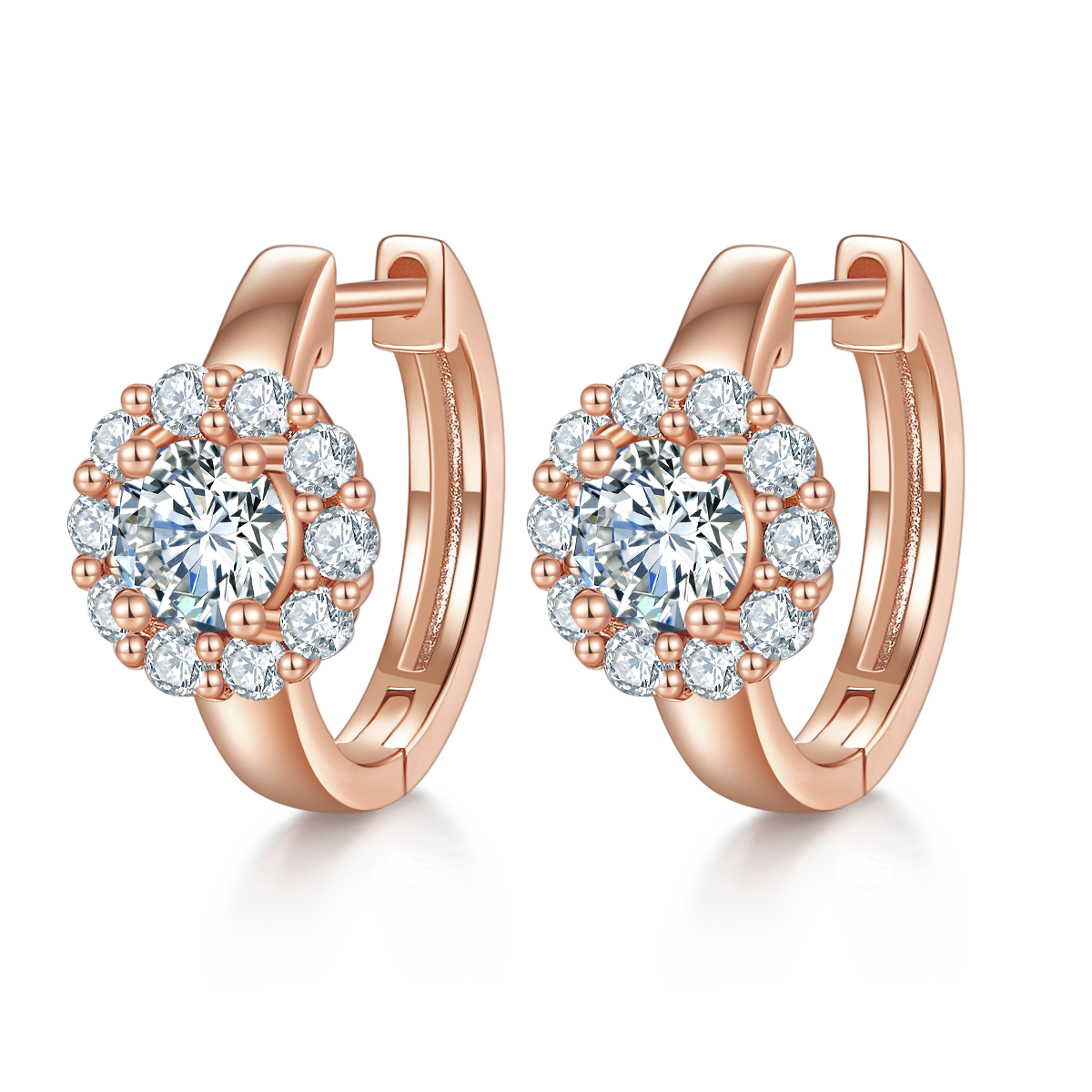 Sunflower Four Claw Earrings S925 Silver Moissanite Grade D 1.6CT